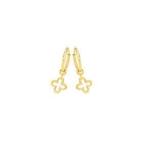9ct-Gold-Mother-of-Pearl-Clover-Drop-Flex-Hoop-Earrings on sale