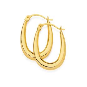 9ct-Gold-9mm-Flat-Oval-Creole-Earrings on sale