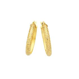 9ct-Gold-35x20mm-Diamond-Cut-Hoop-Earrings on sale