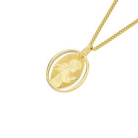 9ct-Gold-Oval-Guardian-Angel-Pendant on sale