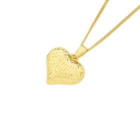 9ct-Gold-16mm-Diamond-Cut-Puff-Heart-Pendant on sale