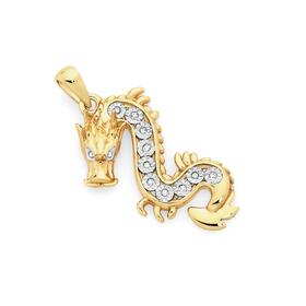 9ct-Gold-Diamond-Dragon-Pendant on sale
