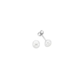 Sterling+Silver+Button+Pearl+Stud+Earrings