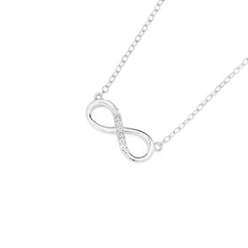 Sterling-Silver-Cubic-Zirconia-45cm-Fine-Infinity-Necklet on sale