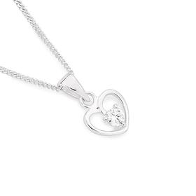 Sterling-Silver-Childs-White-Cubic-Zirconia-Heart-Pendant on sale