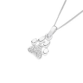 Sterling+Silver+Cubic+Zirconia+Pave+Paw+Print+Pendant