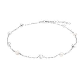 Silver-253cm-Ball-and-Pearl-Trace-Anklet on sale