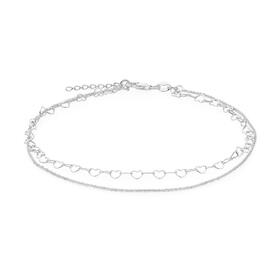 Sterling-Silver-252cm-Double-Strand-Linked-Hearts-Rope-Anklet on sale