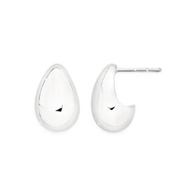 Sterling+Silver+Domed+Pear+Stud+Earrings