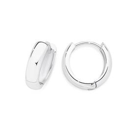 Silver-35x13mm-Domed-Huggie-Earrings on sale