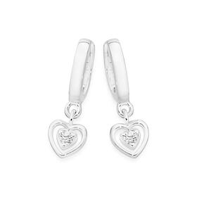 Sterling+Silver+Cubic+Zirconia+Delicate+Heart+Drop+Earrings