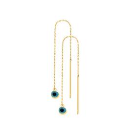 9ct+Gold+Blue+Evil+Eye+Thread+Through+Earrings