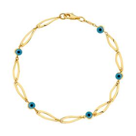 9ct-Gold-19cm-Evil-Eye-Flat-Split-Twist-Bracelet on sale
