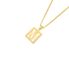 9ct-Gold-Square-Cutout-Initial-M-Pendant on sale