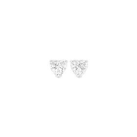 Sterling-Silver-Heart-Cubic-Zirconia-Stud-Earrings on sale