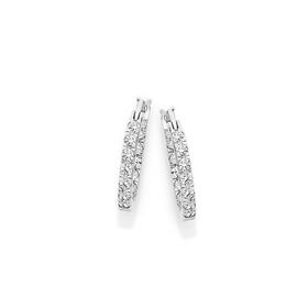 Sterling-Silver-Cubic-Zirconia-2x16mm-Inside-Out-Hoop-Earrings on sale