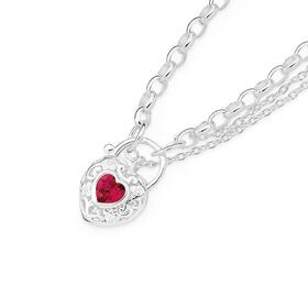 Silver-CZ-185cm-Filigree-Heart-Padlock-Bracelet on sale