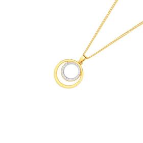 9ct-Gold-Two-Tone-Circles-of-Love-Diamond-Cut-Polish-Pendant on sale