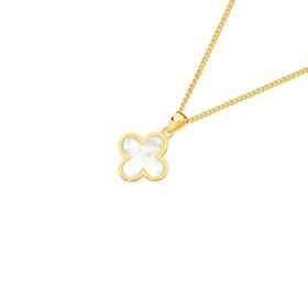 9ct-Gold-Mother-of-Pearl-Clover-Pendant on sale