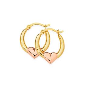 9ct-Gold-Two-Tone-9mm-Heart-Creole-Earrings on sale