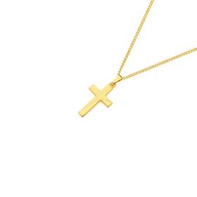 9ct-Gold-18mm-Matte-Polish-Lined-Star-Center-Cross-Pendant on sale