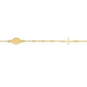9ct-Gold-195cm-Beaded-Cross-Medal-Cable-Bracelet on sale
