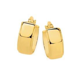 9ct-Gold-10mm-Flat-Bevelled-Edge-Hoop-Earrings on sale