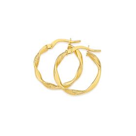 9ct-Gold-15mm-Plain-Pattern-Loose-Twist-Hoop-Earrings on sale