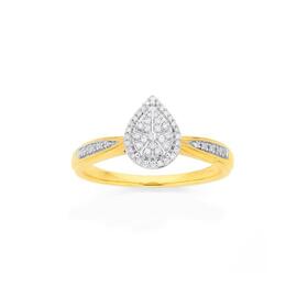 9ct-Gold-Diamond-Pear-Shape-Ring on sale