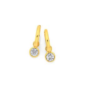 9ct-Two-Tone-Gold-Diamond-Drop-Huggie-Earrings on sale