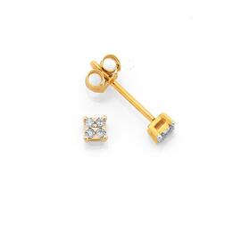 9ct-Gold-Diamond-Square-Look-Stud-Earrings on sale