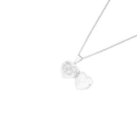 Silver-CZ-Scroll-Heart-Locket on sale