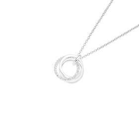 Sterling-Silver-Cubic-Zirconia-425cm-Circles-of-Love-Necklet on sale