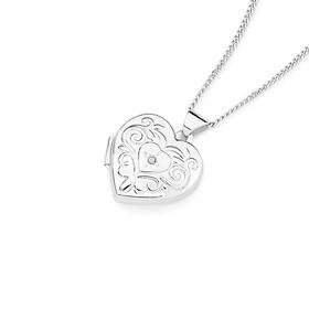 Sterling-Silver-Cubic-Zirconia-Fancy-Scroll-Heart-Locket on sale