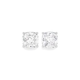 Sterling-Silver-Cushion-Cubic-Zirconia-Scroll-Stud-Earrings on sale