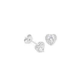 Silver-CZ-Heart-Halo-Stud-Earrings on sale