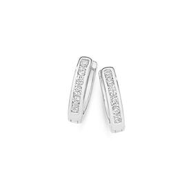 Sterling-Silver-Cubic-Zirconia-3x12mm-Huggie-Earrings on sale