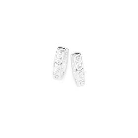 Silver-Scroll-Huggie-Earrings on sale