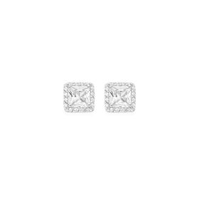 Sterling-Silver-Square-Cubic-Zirconia-Halo-Stud-Earrings on sale
