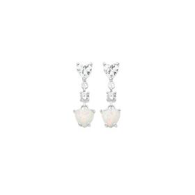 Silver-Heart-Man-Made-Opal-CZ-Drop-Earrings on sale