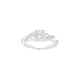 Sterling+Silver+Round+Cubic+Zirconia+Twist+Dress+Ring+Size+O