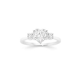 Sterling-Silver-Heart-Cubic-Zirconia-Trilogy-Ring-Size-O on sale