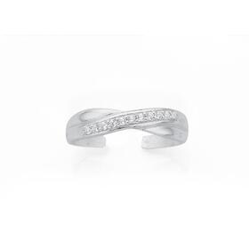 Silver-Cubic-Zirconia-Crossover-Toe-Ring on sale