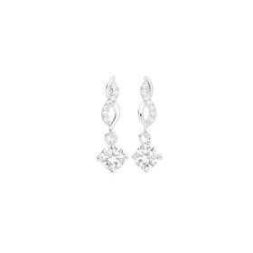 Sterling-Silver-Round-Cubic-Zirconia-Twist-Drop-Earrings on sale