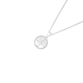 Sterling-Silver-Cubic-Zirconia-Tree-Of-Life-Pendant on sale