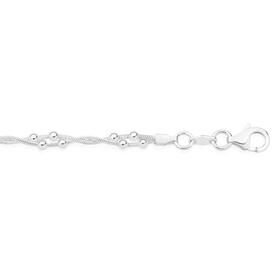 Silver-183cm-Serpent-Twist-Ball-Bracelet-Made-In-Italy on sale