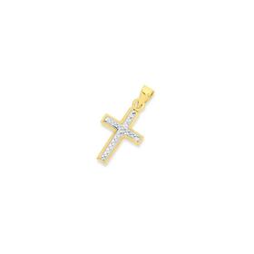 9ct-Gold-Two-Tone-15mm-Cross-Pendant on sale