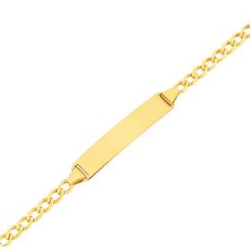 9ct+Gold+17cm+Solid+Curb+Identity+Bracelet
