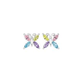 Silver-Pastel-CZ-Butterfly-Stud-Earrings on sale