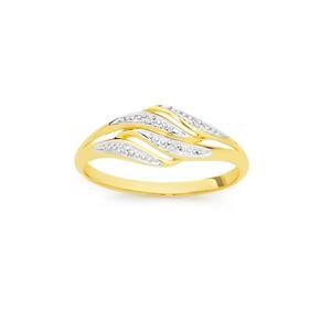 9ct+Gold+Diamond+Multi+Wave+Ring